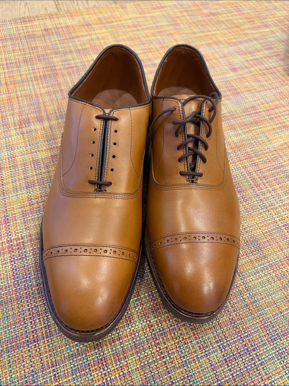 Allen Edmonds Cognac Leather Cap-Toe Oxfords